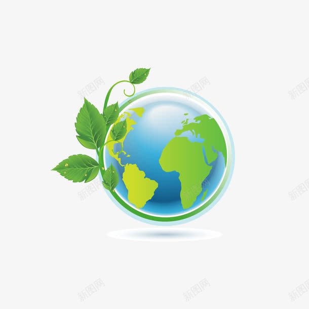 绿色地球装饰图案png免抠素材_新图网 https://ixintu.com 叶子 地球 植物 绿色地球