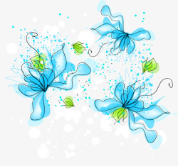 蓝色花卉矢量图素材