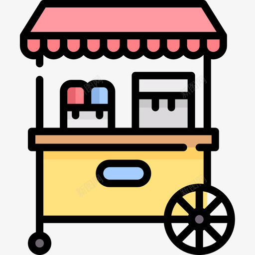 冰淇淋车冰淇淋店11线性颜色图标svg_新图网 https://ixintu.com 冰淇淋店11 冰淇淋车 线性颜色