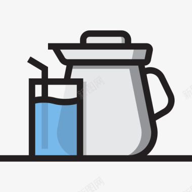 水饮用20线性颜色图标图标