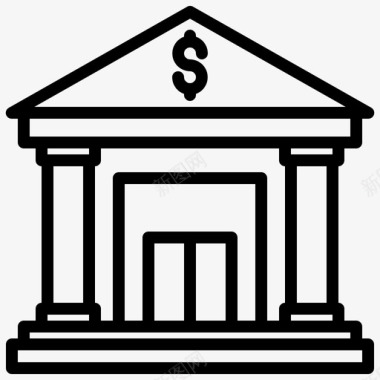 银行建筑物商业图标图标