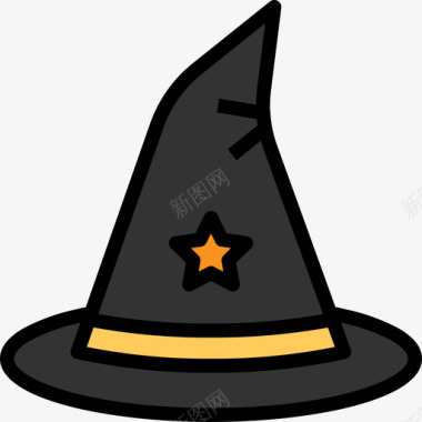 女巫帽万圣节93线性颜色图标图标