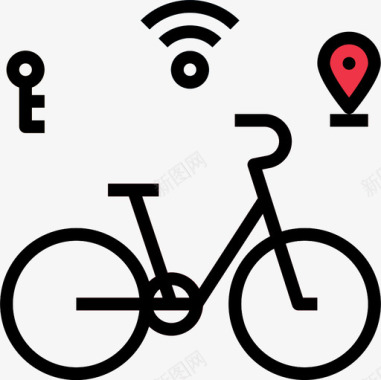 自行车智能设备2线性颜色图标图标