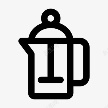 法式印刷机咖啡因咖啡机图标图标