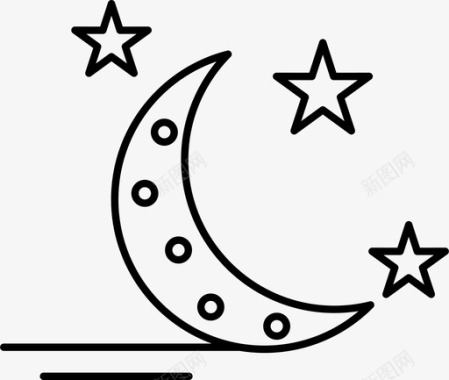 新月月亮夜晚图标图标