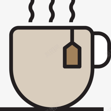 热茶咖啡36线性颜色图标图标