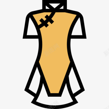 旗袍中国象征2黄影图标图标