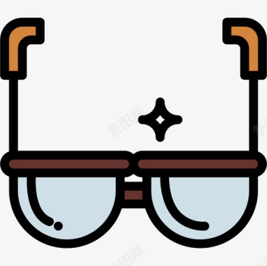 眼镜hipster14线性颜色图标图标