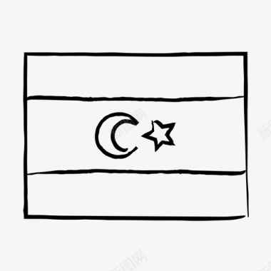 利比亚国旗国旗素描手绘国旗图标图标