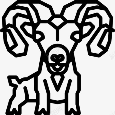山羊动物角图标图标