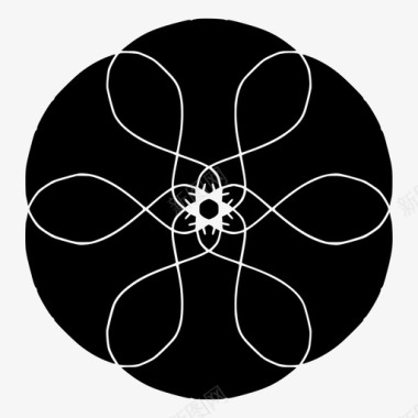 抽象花圆形创意荷花图标图标
