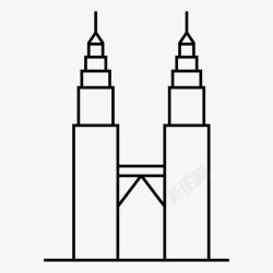 东盟马来西亚国家石油公司双子塔东盟大厦马来西亚著名地标图标高清图片