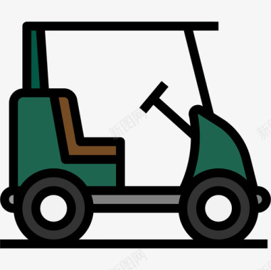 高尔夫球车运输122线性颜色图标图标