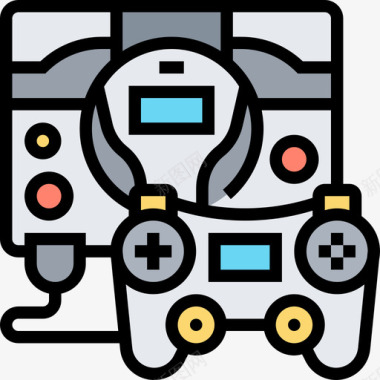 游戏机电子游戏6线性颜色图标图标
