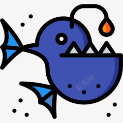 琵琶鱼琵琶鱼海洋生物28线形颜色图标高清图片