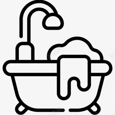 浴缸水疗22线性图标图标