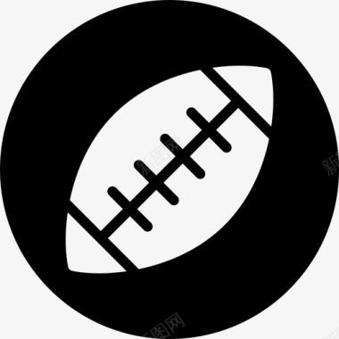 橄榄球美式足球运动圆填充图标图标