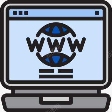 Www笔记本电脑浏览器3线性颜色图标图标