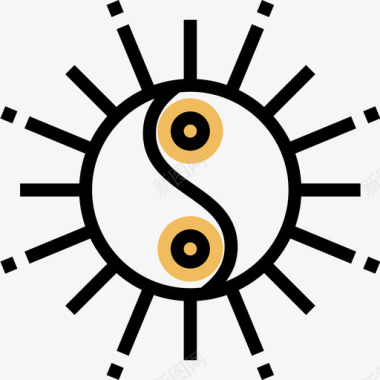 阴阳中国符号2黄影图标图标