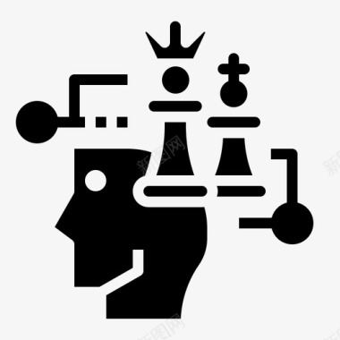 战略头脑国际象棋市场营销图标图标