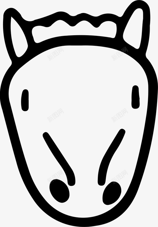 马动物可爱图标svg_新图网 https://ixintu.com 动物 可爱 手绘 手绘动物 脸 马