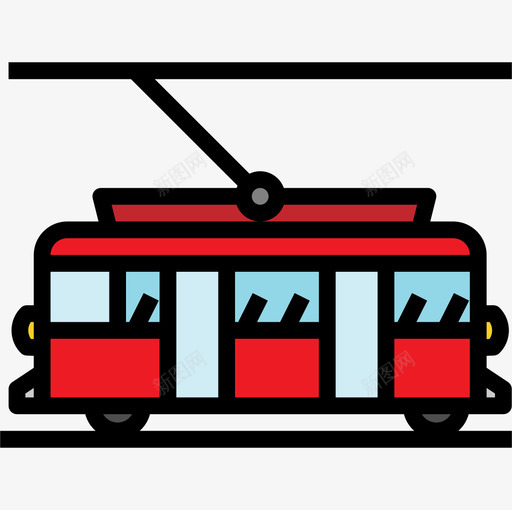 电车轨道运输122线性颜色图标svg_新图网 https://ixintu.com 电车 线性 轨道 运输 颜色