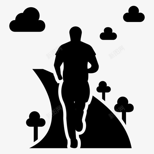 跑步慢跑晨练图标svg_新图网 https://ixintu.com 健身 兴趣 固体 图标 慢跑 晨练 步行 比赛 爱好 跑步