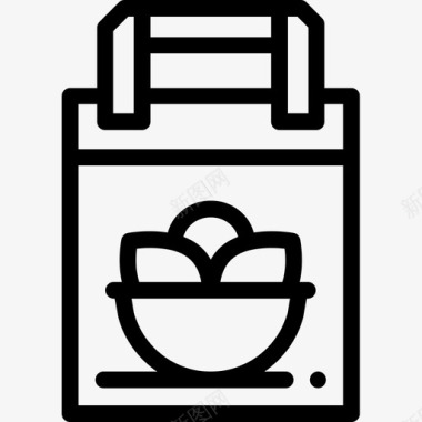 购物袋纯素食品2线性图标图标