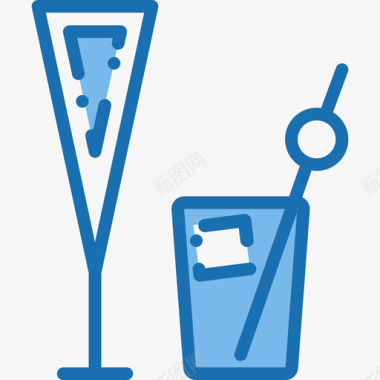 马提尼饮料和饮料4蓝色图标图标
