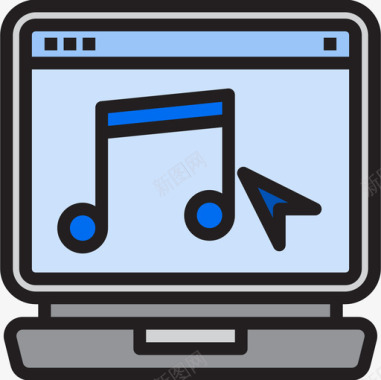 音乐笔记笔记本电脑浏览器3线性颜色图标图标