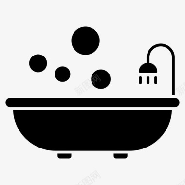 热水淋浴浴室泡泡图标图标
