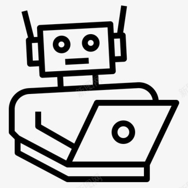 人工智能笔记本电脑机器人图标图标