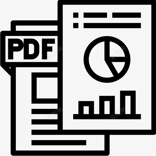 Pdf办公和商务12线性图标svg_新图网 https://ixintu.com Pdf 办公 商务 线性