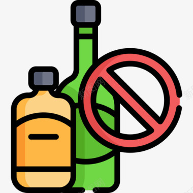 禁止饮酒世界癌症意识日10线性颜色图标图标