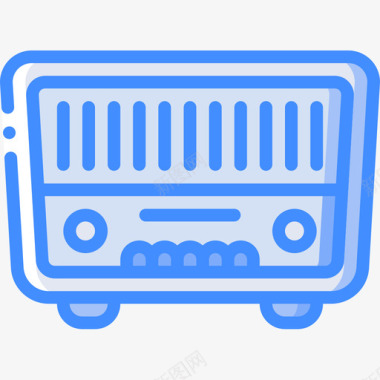 收音机50年代4蓝色图标图标