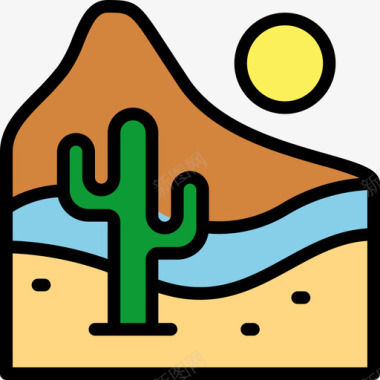 沙漠牛仔9线性颜色图标图标