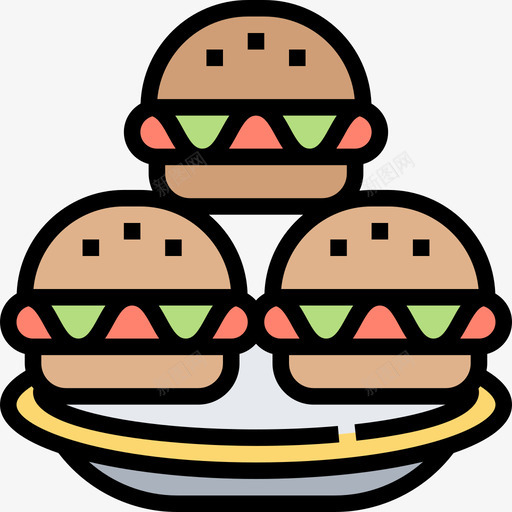 汉堡野餐元素4线性颜色图标svg_新图网 https://ixintu.com 元素 汉堡 线性 野餐 颜色