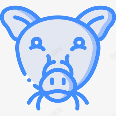 猪乡村7蓝色图标图标