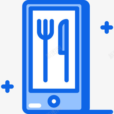 智能手机餐厅61蓝色图标图标