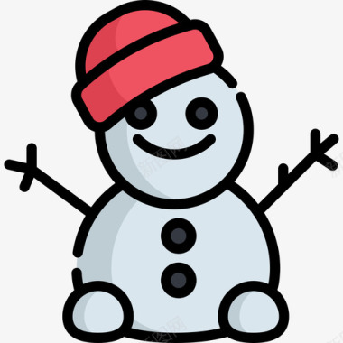 雪人圣诞119线条颜色图标图标