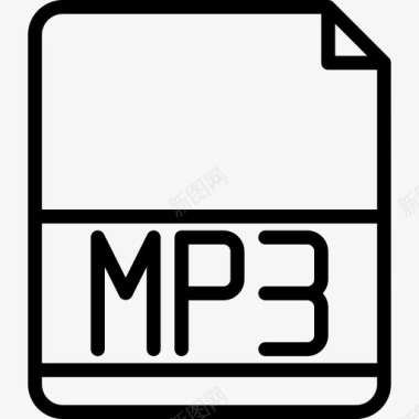 Mp3文件扩展名2线性图标图标
