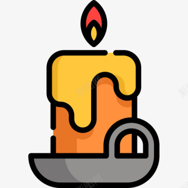 蜡烛感恩节29线形颜色图标图标