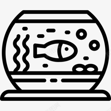 鱼缸宠物店3线性图标图标