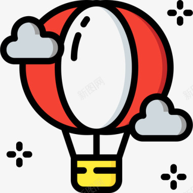 热气球嘉年华22线性颜色图标图标