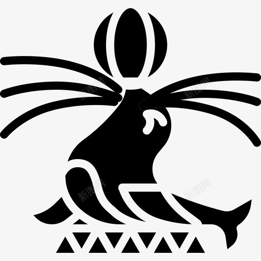 海狮动物马戏团图标svg_新图网 https://ixintu.com 动物 图标 实心 海狮 海豹 表演 马戏团