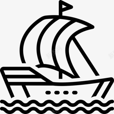 海盗帆船运输图标图标