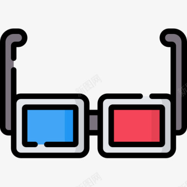 3d眼镜电影工业3线性彩色图标图标