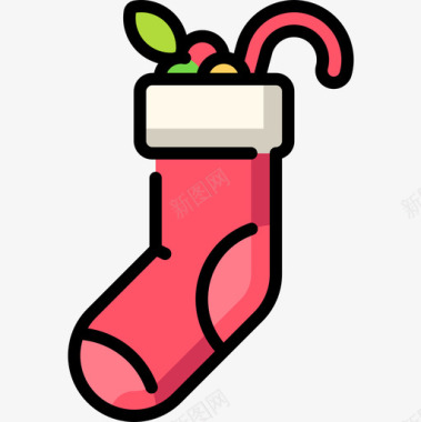 圣诞袜圣诞202线性颜色图标图标