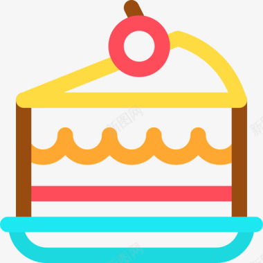 蛋糕咖啡店87线性颜色图标图标
