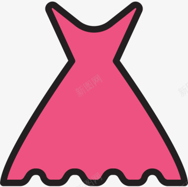 连衣裙时尚4线性颜色图标图标